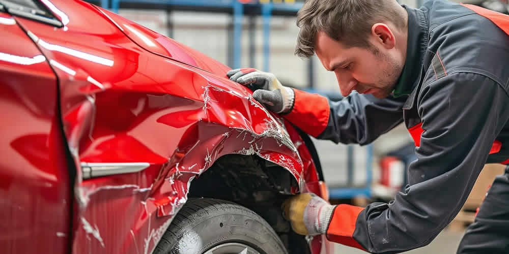 Image Of Employee Buffing The Door Of The Car